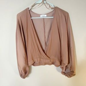Boutique rust colored long sleeve flowy blouse